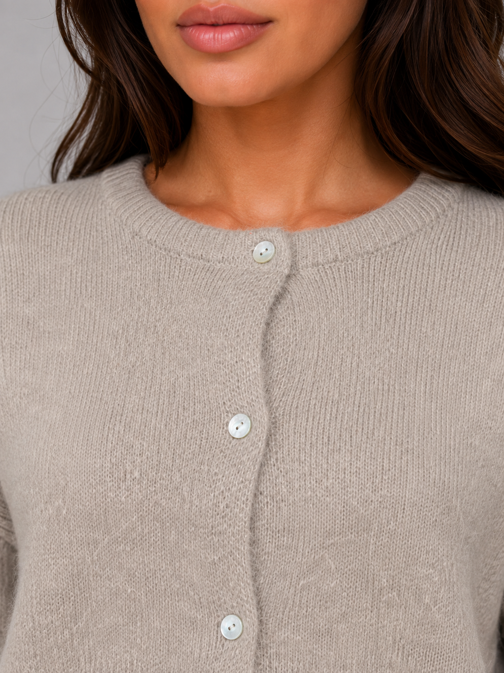 Women's Knit Cardigan – Crew Neck Button Front Style