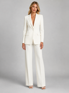 Women's Two-Piece Blazer Set – Tailored Jacket & Wide-Leg Pants