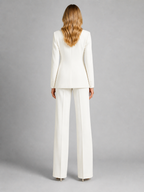 Women's Two-Piece Blazer Set – Tailored Jacket & Wide-Leg Pants