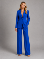 Women's Two-Piece Blazer Set – Tailored Jacket & Wide-Leg Pants