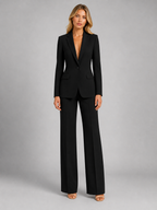 Women's Two-Piece Blazer Set – Tailored Jacket & Wide-Leg Pants