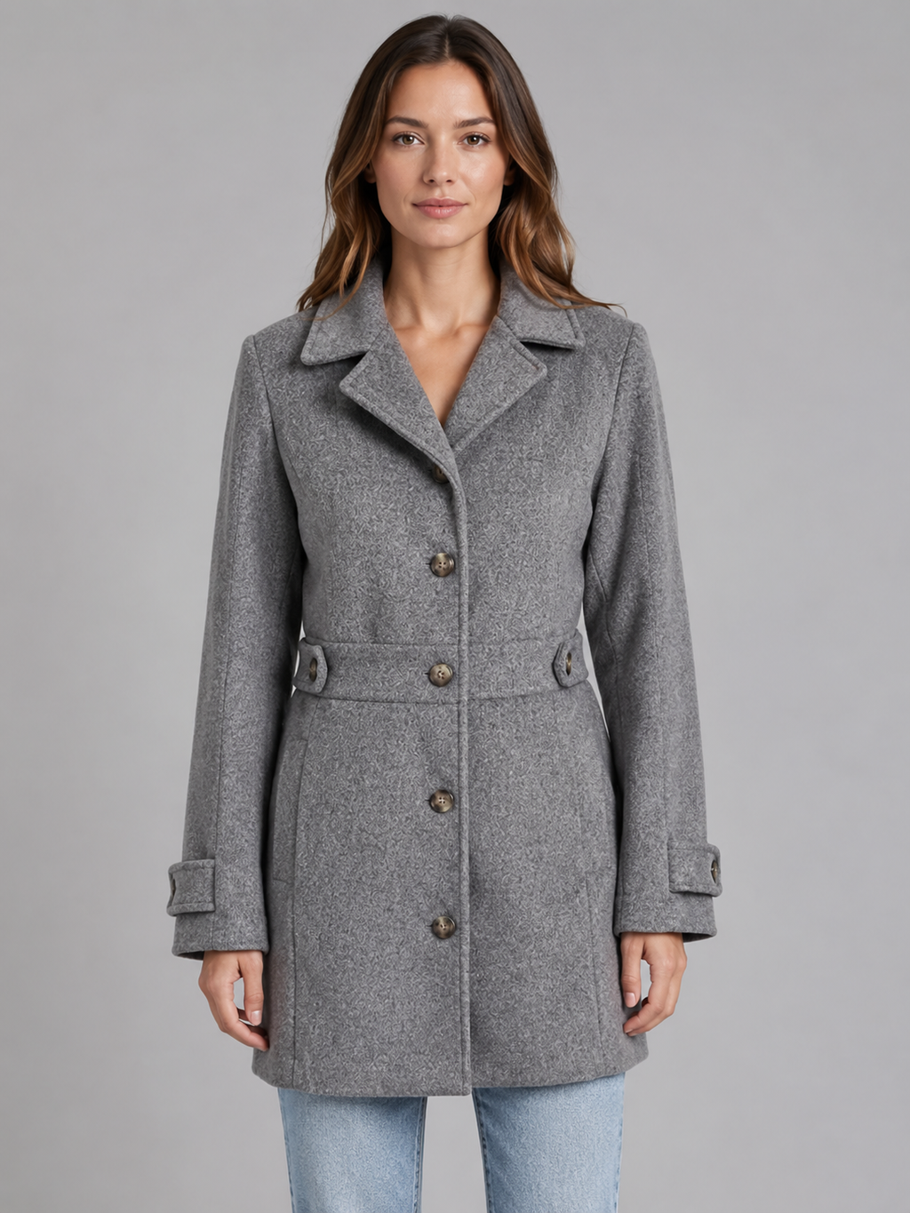 Women's Tailored Longline Coat – Single-Breasted Collared Style