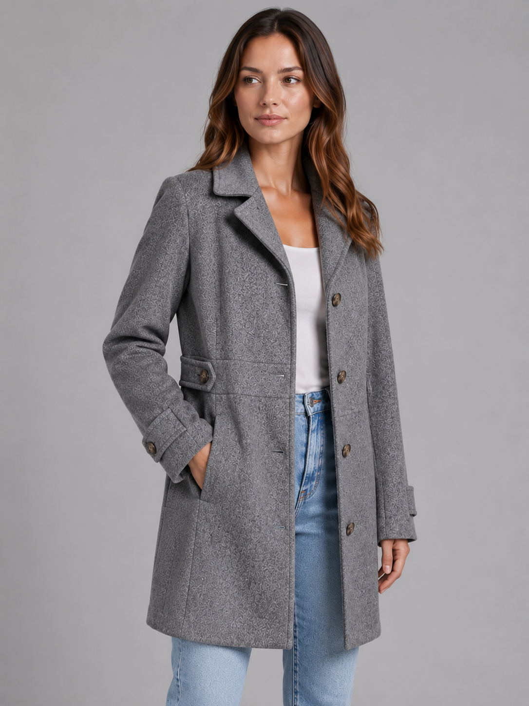 Women's Tailored Longline Coat – Single-Breasted Collared Style