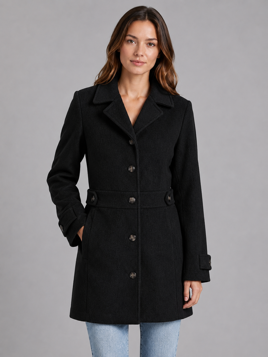 Women's Tailored Longline Coat – Single-Breasted Collared Style