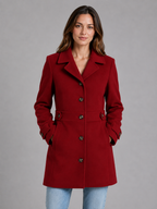 Women's Tailored Longline Coat – Single-Breasted Collared Style