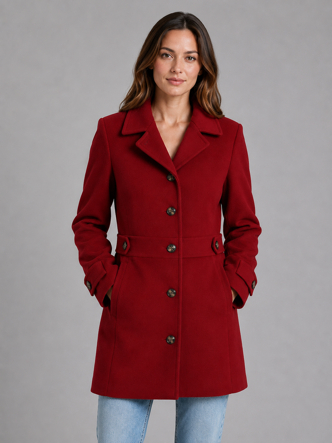 Women's Tailored Longline Coat – Single-Breasted Collared Style