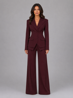 Women's Three-Piece Suit Set – Tailored Blazer & Wide-Leg Pants