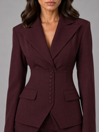 Women's Three-Piece Suit Set – Tailored Blazer & Wide-Leg Pants