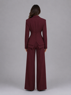 Women's Three-Piece Suit Set – Tailored Blazer & Wide-Leg Pants