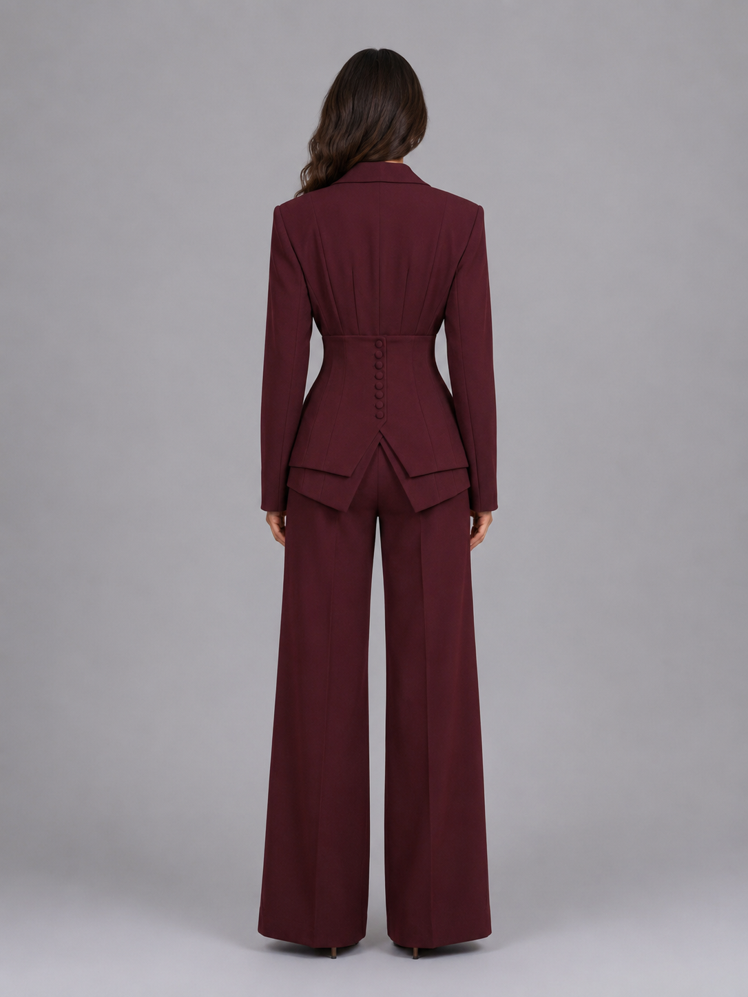 Women's Three-Piece Suit Set – Tailored Blazer & Wide-Leg Pants
