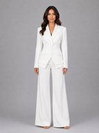 Women's Three-Piece Suit Set – Tailored Blazer & Wide-Leg Pants