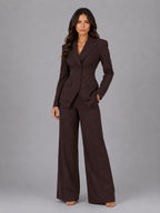 Women's Three-Piece Suit Set – Tailored Blazer & Wide-Leg Pants