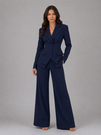 Women's Three-Piece Suit Set – Tailored Blazer & Wide-Leg Pants