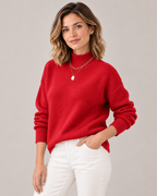 Women's Turtleneck Sweater in Red