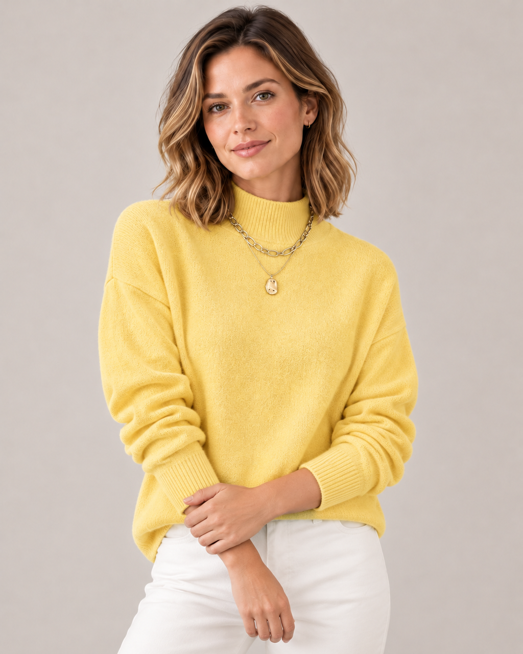 Women's Turtleneck Sweater in Yellow
