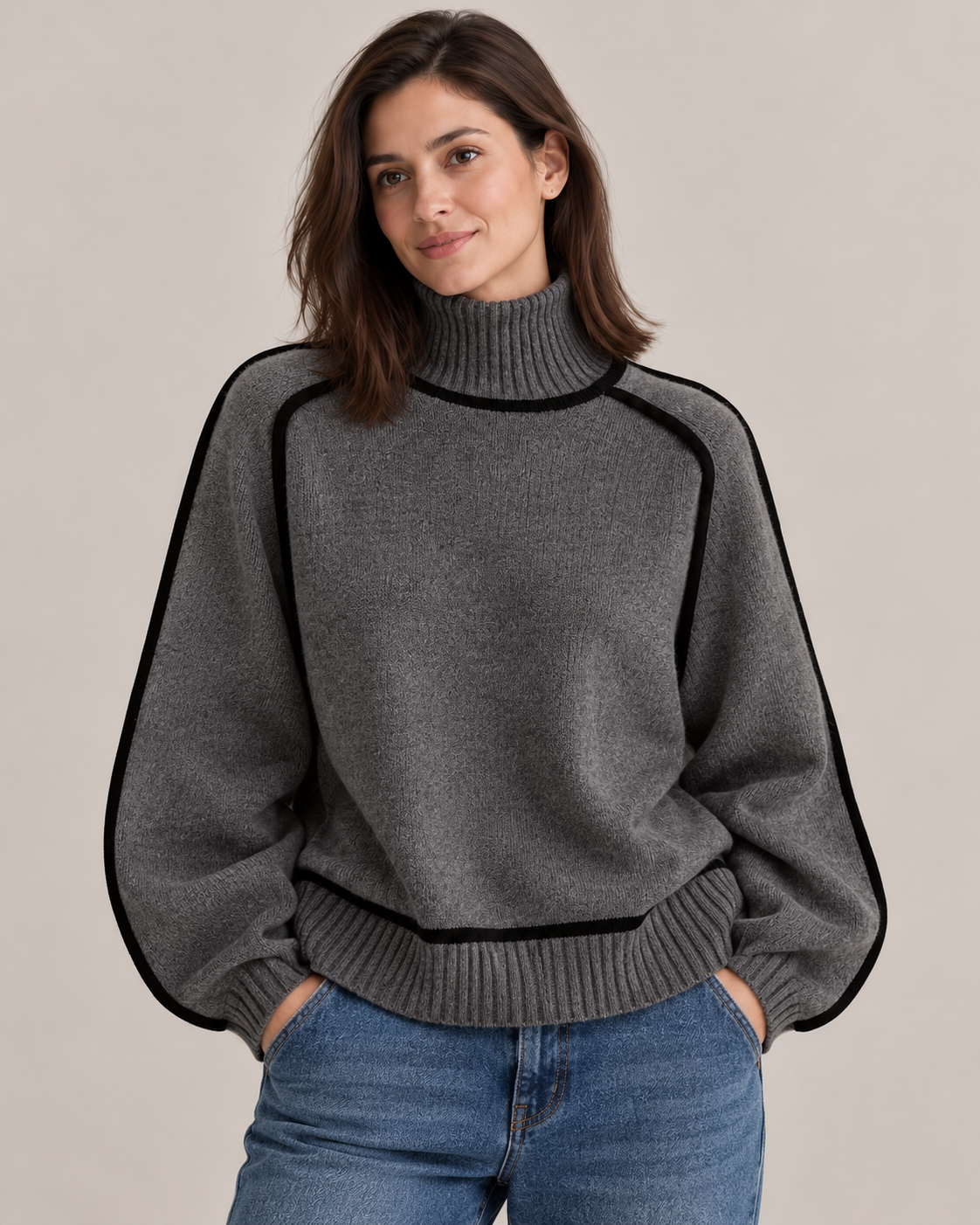 Women's Turtleneck Sweater in Dark Gray