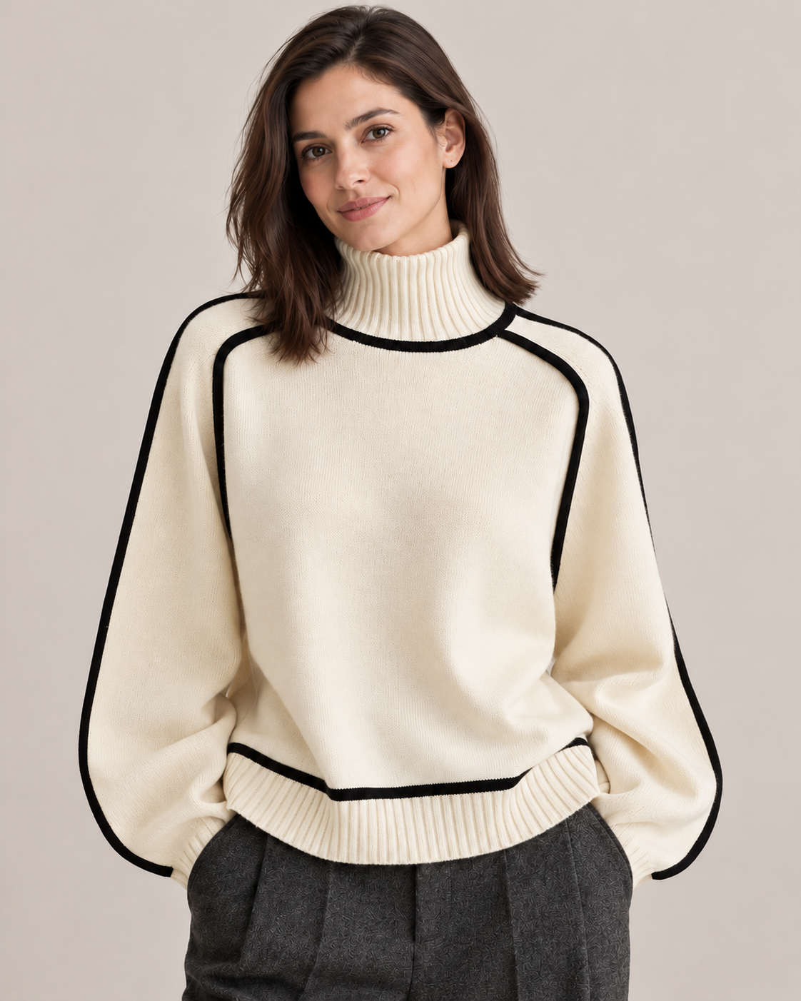Women's Turtleneck Sweater in Ivory