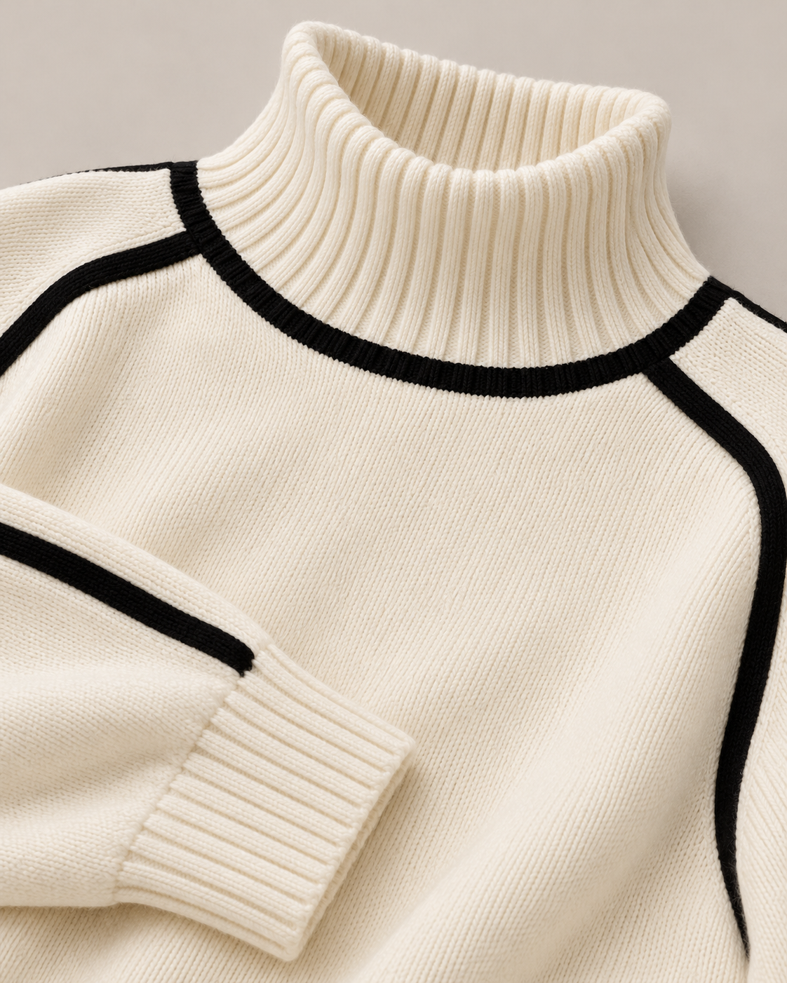 Women's Turtleneck Sweater in Ivory (close-up)
