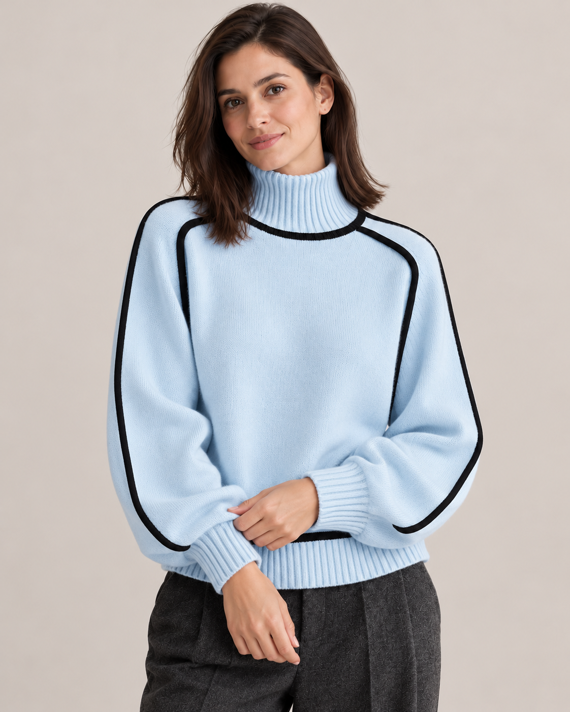 Women's Turtleneck Sweater in Light Blue