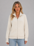 Women's Zip Up Knitted Sweater – Soft Funnel Neck Knit Jacket
