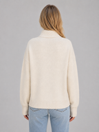 Women's Zip Up Knitted Sweater – Soft Funnel Neck Knit Jacket