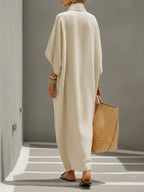 Mirela | Mandarin Collar Maxi Dress