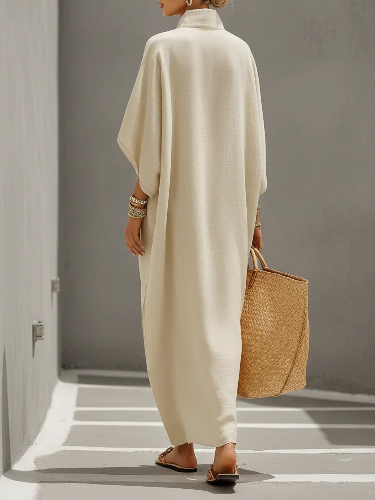 Mirela | Mandarin Collar Maxi Dress