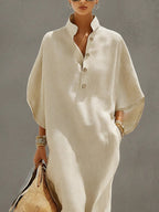 Mirela | Mandarin Collar Maxi Dress