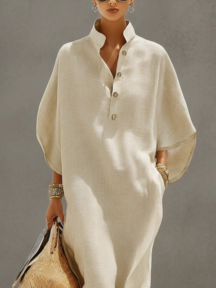 Mirela | Mandarin Collar Maxi Dress