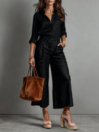 Alessandra | Linen Capri Pants & Shirt Set