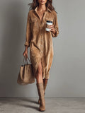 Sabrina | Corduroy Button-Up Midi Dress