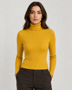 Women's Ribbed Turtleneck Sweater – Slim Fit Long Sleeve Knit
