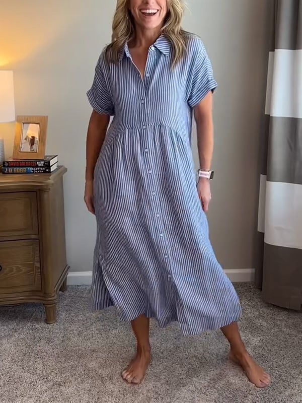 Daphne | Striped Button-Up Dress