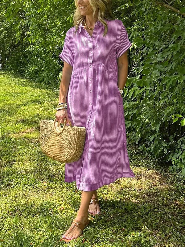 Daphne | Striped Button-Up Dress