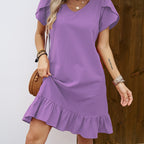 Maëlle | Ruffle Sleeve V-Neck Dress
