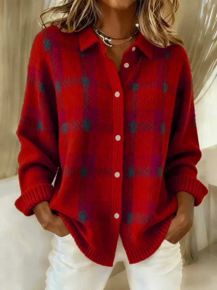 Mirelle | Contrast Plaid Knit Sweater