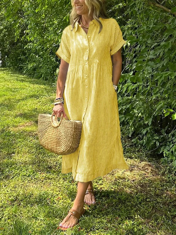 Daphne | Striped Button-Up Dress