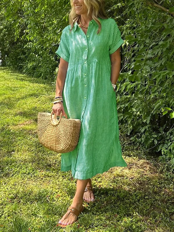 Daphne | Striped Button-Up Dress