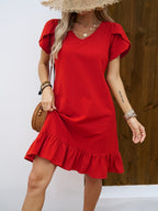 Maëlle | Ruffle Sleeve V-Neck Dress