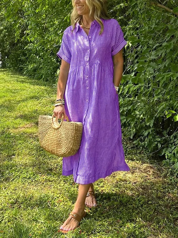 Daphne | Striped Button-Up Dress