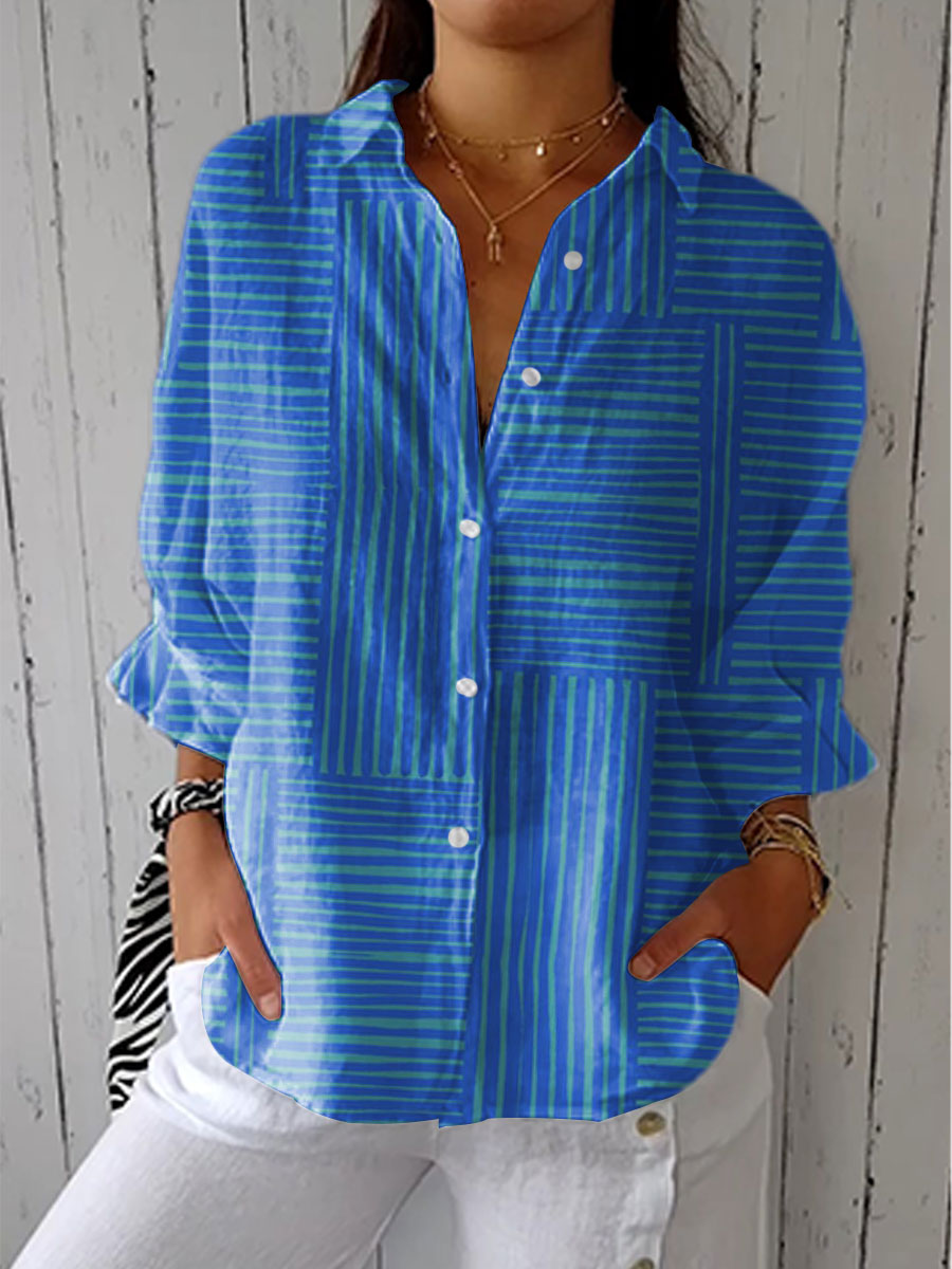 Ione | Azure Stripe Blouse