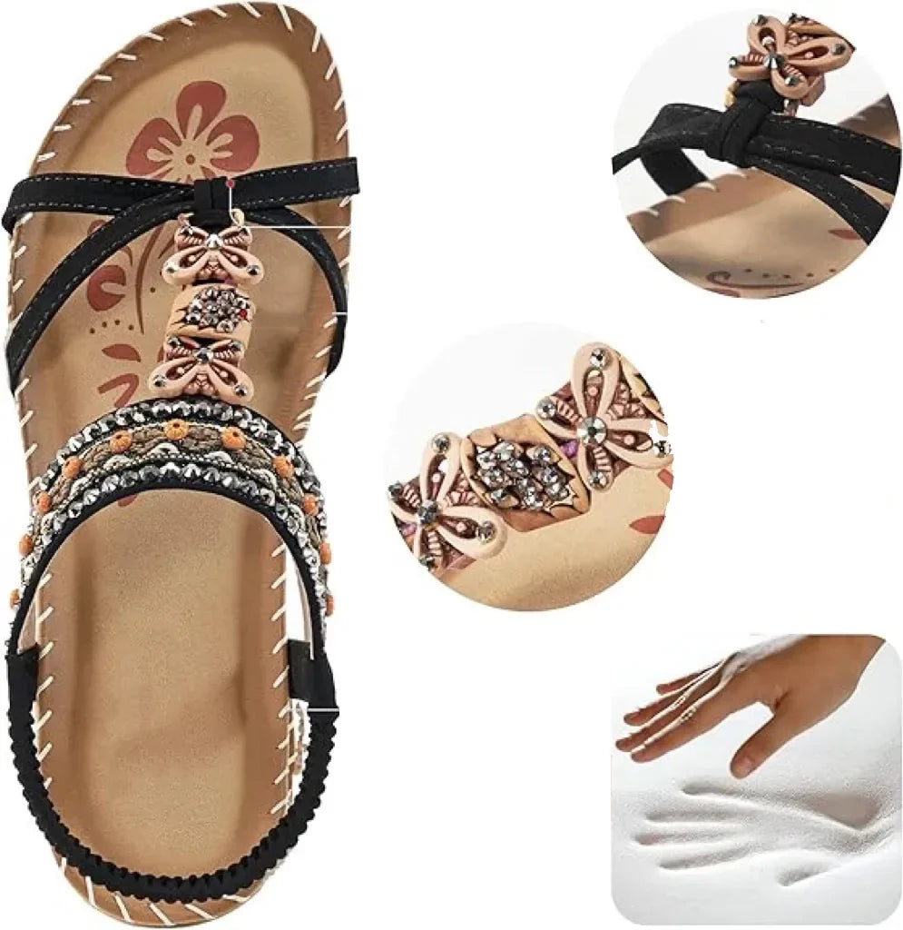 Colella | Rhinestone Floral Comfort Sandals