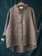 Clémence | Linen Ruffle Blouse