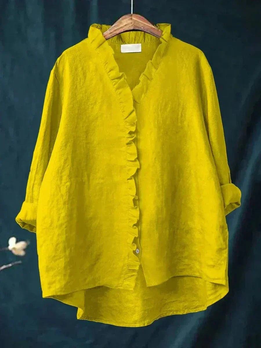 Clémence | Linen Ruffle Blouse