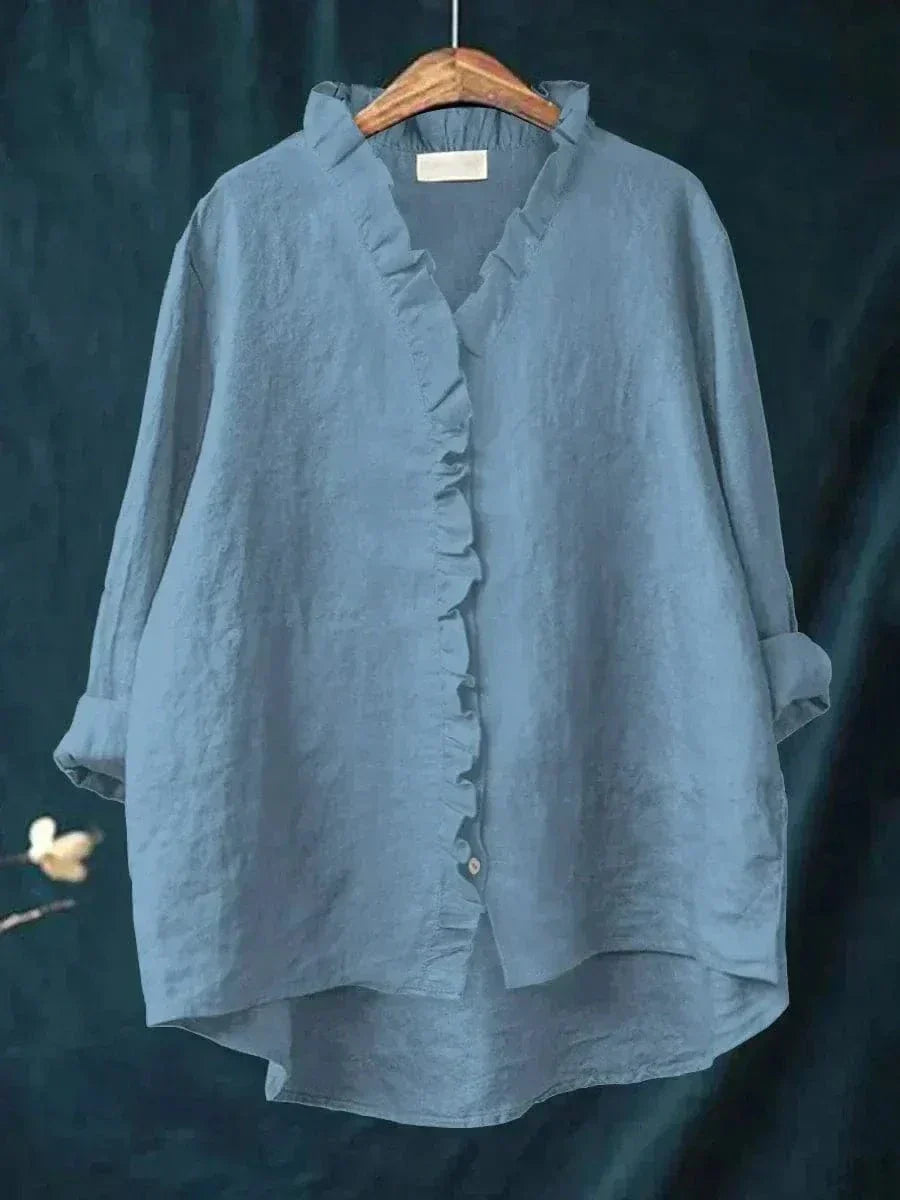 Clémence | Linen Ruffle Blouse
