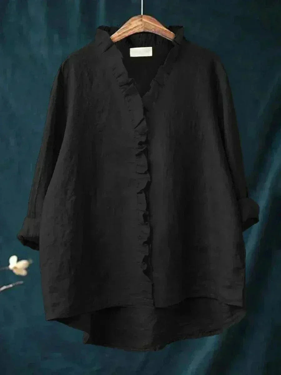 Clémence | Linen Ruffle Blouse