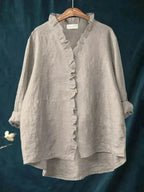Clémence | Linen Ruffle Blouse