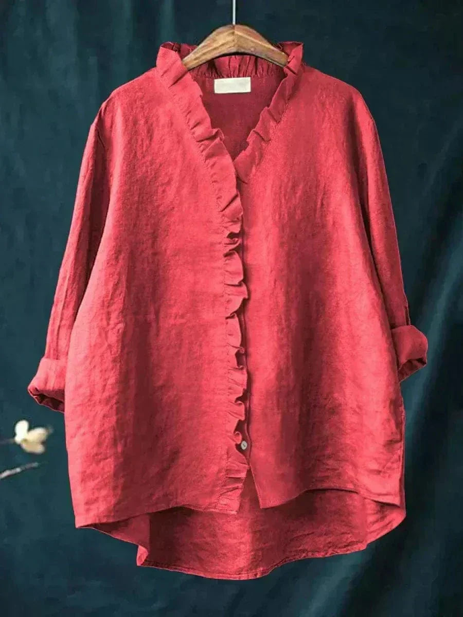 Clémence | Linen Ruffle Blouse