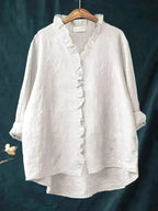 Clémence | Linen Ruffle Blouse