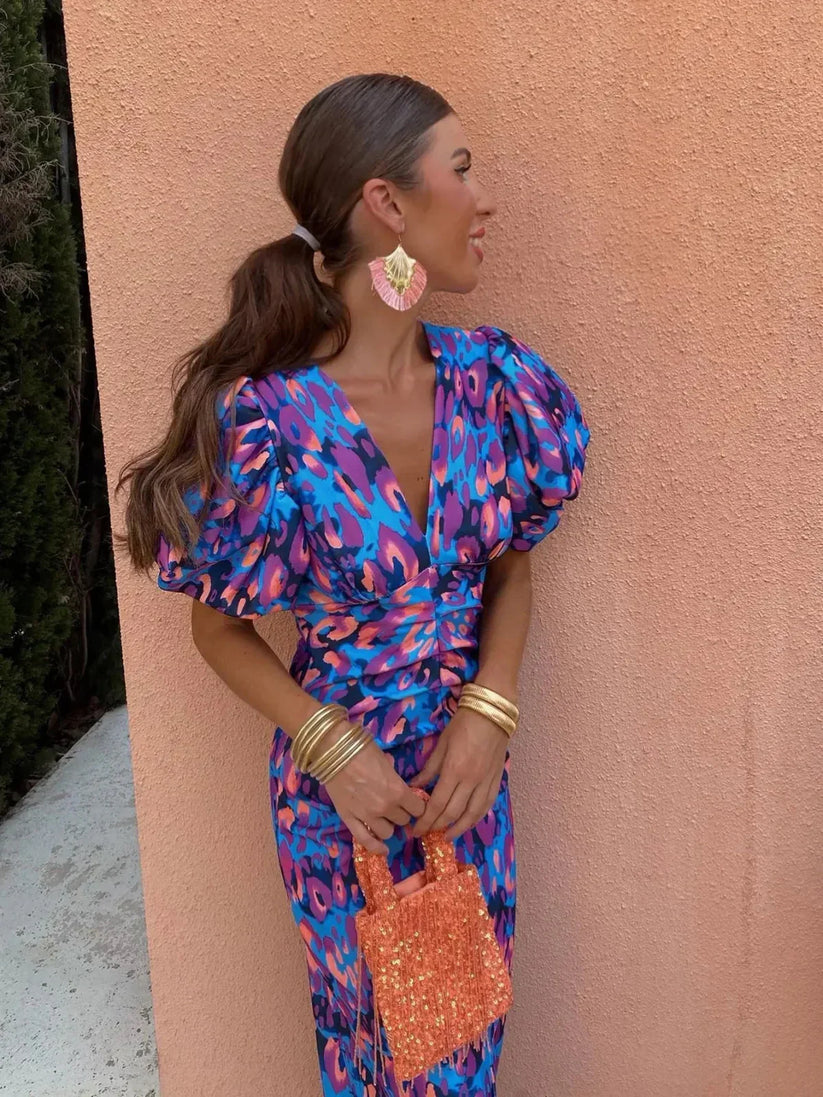 Serena | Colorful V-Neck Maxi Dress